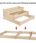 Three Tier Raised Garden Bed With 47 Inch Square Footprint And 22 Inch Height Wooden Planter displayed as assembled and disassembled