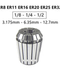 Super High Precision Spring Collet For CNC Milling And Lathe Tools ER8 ER11 ER16 ER20 ER25 Fits 1/8 Inch 3.175mm with multiple size options.