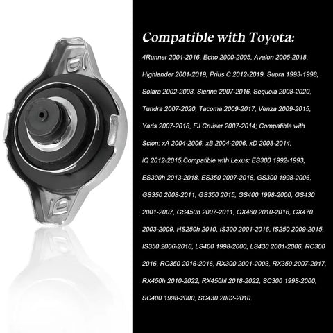 Beefy Durable Stainless Steel Radiator Cap Replacement for Toyota Avalon Venza ES300h GS350, OEM 16401-31650 Leakproof