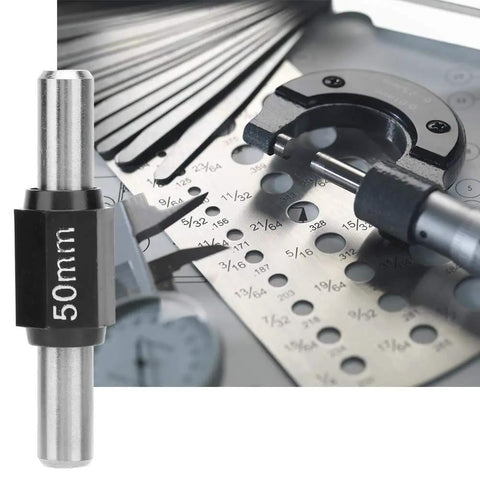 Heavy Duty Stainless Steel Outside Micrometer Caliper Kit for 25mm 50mm 75mm and 100mm with Calibration Block Rod Included Pro Grade Metrology Tool for Mechanical Engineering and Machinists 50mm block rod