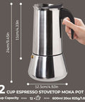 Stainless Steel 12 Cup Moka Pot Espresso Maker For Stovetop Brews Like A Boss Italian Classic Style Cafetera Coffee Pot 600ml Portable