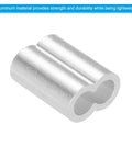 Aluminum Built Tough Crimping Loop Sleeve Double Ferrule For Wire Rope Ends, 5/16 Inch (8mm) Diameter, Inner 18mm, Overall 29mm, 3mm Thick, Silver Finish, 25 Pc Pack, Heavy Duty End Fittings For Marine, Construction And DIY. Silver aluminum double ferrule for 8mm wire rope