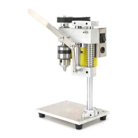 Hilitand Mini Benchtop Drill Press With 1000-4500Rpm Adjustable Speed aluminum alloy body for precise drilling tasks on wood and metal.