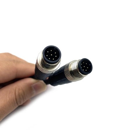 Heavy Duty M12 8 Pin Male To Male Connector Cable A Coding, IP67 waterproof, 1m length, showing 8-pin connectors for industrial automation