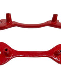 5.75 Inch Dog Bone Style Cast Iron Door Handle Red Gloss Finish For Barn Doors Gates Cabinets And Drawers Rustic Old School Farmhouse Vibe Pull That Delivers Vintage Decor And Easy Install Heavy Duty Hardware, dual-view of red door handle