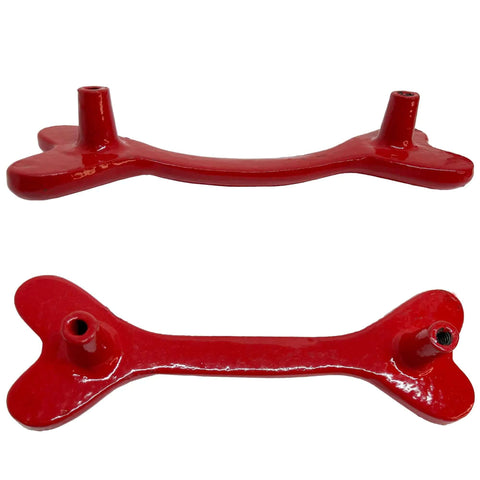 5.75 Inch Dog Bone Style Cast Iron Door Handle Red Gloss Finish For Barn Doors Gates Cabinets And Drawers Rustic Old School Farmhouse Vibe Pull That Delivers Vintage Decor And Easy Install Heavy Duty Hardware, dual-view of red door handle