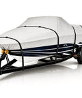 Beefy Heavy Duty Boat Cover For Bass 150 1993 All Weather Trailerable Marine Cover Waterproof And UV Resistant with straps on trailer