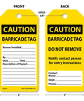 Safety Tags By The Roll Caution Barricade OSHA Compliant Waterproof PF Cardstock Tear Resistant Six And A Quarter Inch