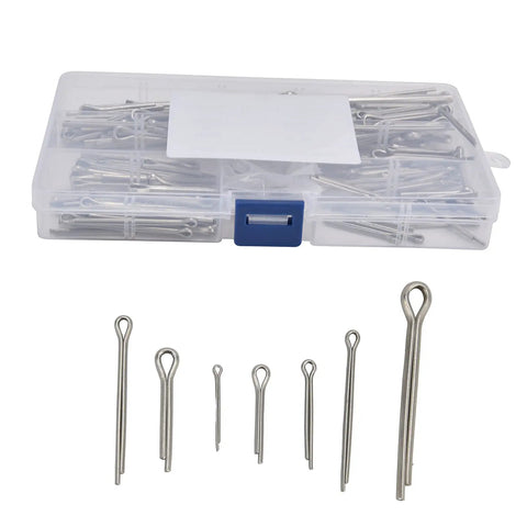 Durable 304 Stainless Steel Cotter Pin Clips Set Kit, 6 Size Assortment with storage box