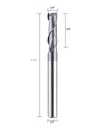 Five-Piece 2 Flute Square Nose End Mill Set TiAlN Coated Carbide Upcut CNC Router Bits 1/4 Inch Shank with dimensional details