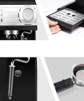 Top Rated Automatic Espresso Coffee Brewer With Smart Brew Sensors And Built In Milk Frother Wand For Smooth Daily Grind Cappuccino Latte And Rich Mocha Black control panel and milk frother detail