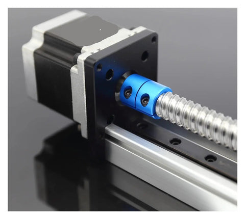 Built Different Workhorse Ball Screw Linear Slide Table Motion Stage For Industrial Automation Featuring 1500 Mm Stroke rail guide with a stepper motor and coupler.