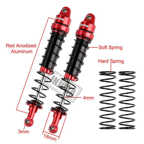 RC Shock Absorber Set 4pcs Dampers For 1x10 RC Crawler Axial SCX10 90046 AXI231017 TRX4 D90 100mm Red Anodized Aluminum with Springs