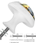 Four Pack White Dresser Knobs And Cabinet Pulls With Rooster Fence Sunflower Pattern For Drawers Cabinets Kitchen Closet And Wardrobe Doors 35mm Durable ABS Crystal Glass Finish