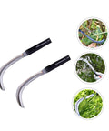 Two Piece Steel Sickle Mowing Tool Set For Gardening And Farming With Sharp Durable Blades Random Handle Holes Portable