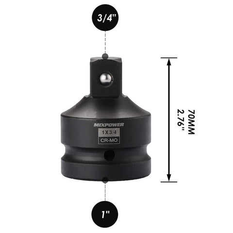 Heavy Duty Impact Socket Adapter And Reducer Set Four Piece In Mo Steel With Rust Resistant Finish 3/4 to 1 inch adapter