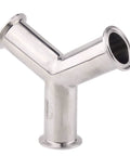 DERNORD stainless steel Y-type tri-clamp pipe fitting, 1.5 in OD, SS304, side view with bottom flange.