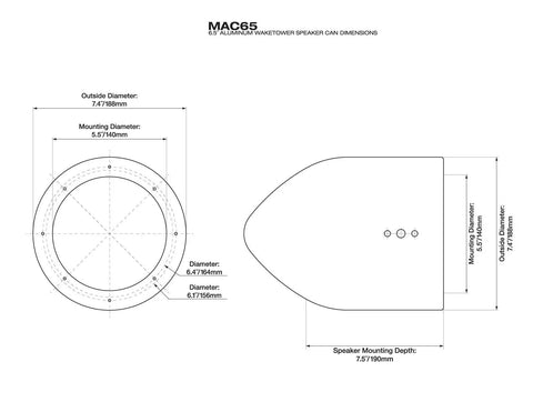 Ditch The Static And Shore Up Your Setup With These Top Shelf Wakeboard Tower Speaker Pods Black Finish Built From Marine Grade Aluminum Pair For Crisp Boat Sound dimensions diagram with measurements.