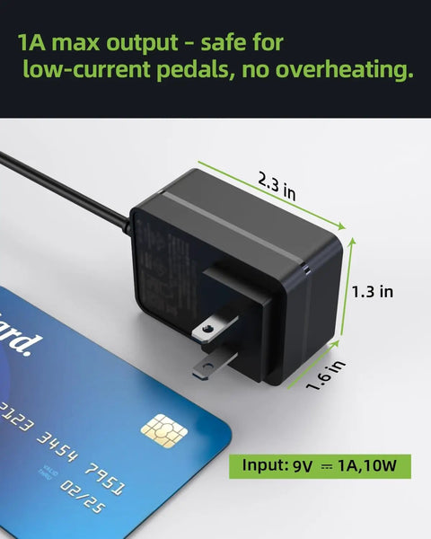 9V Guitar Pedal Power Supply 1A Adapter Low Noise UL Listed Center Negative For Boss Pedals And Other Effects 2.3 inch size