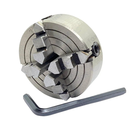 Beefy Tailstock Chuck System With 70mm Four Jaw Lathe Chuck M14 X 1 Threaded Live Center And Pin Handle Keys For Pro Grade Tailstock Workholding