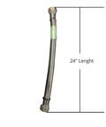 24 Inch Braided Stainless Steel Water Heater Connector With Female Iron Pipe Ends Three Quarter Inch FIP To Three Quarter Inch FIP Lead Free UPC Certified Swivel