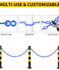 Heavy Duty 120 Ft Plastic Safety Chain With 25 S Hooks For Crowd Control And Barrier Setup All Weather UV Resistant Outdoor Chain Links For Parking Lots Queues Construction Sites And Event Perimeter Security showing usage scenarios.