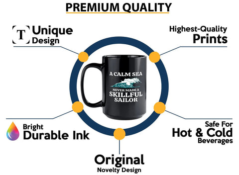 15oz Black Sailor Coffee Mug For Boaters And Sailors Dope Morning On The Go Coffee Cup Nautical Gift For Lake Lovers Boat Captain Gift Funny Coffee Mug For Family And Friends with a sailor quote and premium quality features display.