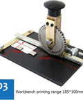Durable Manual Metal Stamping Machine For Aluminum Brass Plates shown with a 185x100mm workbench printing range and measuring scale.