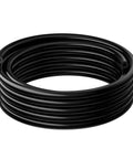 Durable 10-Foot Black Silicone Vacuum Hose With 1/4 Inch Inner Diameter, coiled hose, side view, ideal for automotive and industrial use.