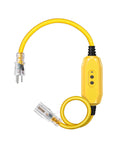 Outdoor GFCI Extension Cord 3 Ft Heavy Duty 12/3 SJTW With LED Indicator Light 3 Prong Plug 15A 125V 1875W Yellow UL Listed