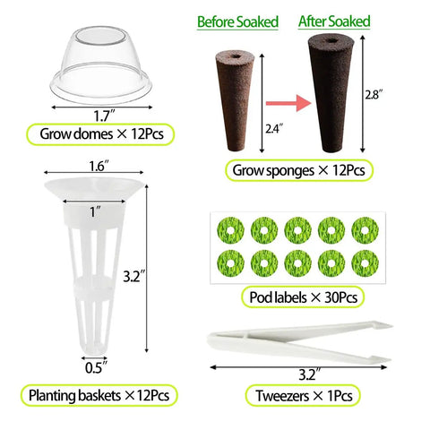 67 Piece Seed Pod Kit For Indoor Hydroponics System Compatible With Most Hydroponics Garden Setups Includes 12 Grow Sponges