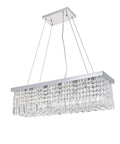Ultra Modern Crystal Chandelier With Rectangle Raindrop Design, Super Sleek Chrome Flush Mount Pendant Light, 31.5 In L X 10 In W X 9 In H