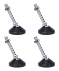 Heavy Duty M10 Adjustable Leveling Feet 4 Pack Swivel No Slip Rubber Base Threaded Machine Leveler For Workbench Built Tough With Rock Solid Grip To Carry 132 Pounds Quick Fix, featuring durable rubber bases and steel threads.