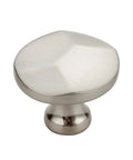 Brushed Nickel Round Cabinet Knobs Featuring Solid Zinc Construction And Easy Grip Design, 15 Pack. Close-up of textured knob.