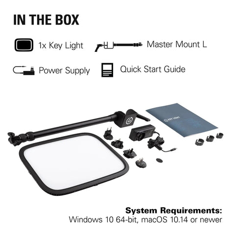 Boss Level Studio Light For Streaming And Recording With Desk Clamp WiFi App Control components in packaging