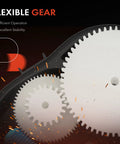 A-Premium HVAC heater blend door actuator illustration showing large interlocking gears, drive belt, and sparks