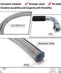 Killer 6AN Transmission Cooler Hose Kit 52 Inch Stainless Steel Braided PTFE Oil Lines showing durable, corrosion-resistant design.