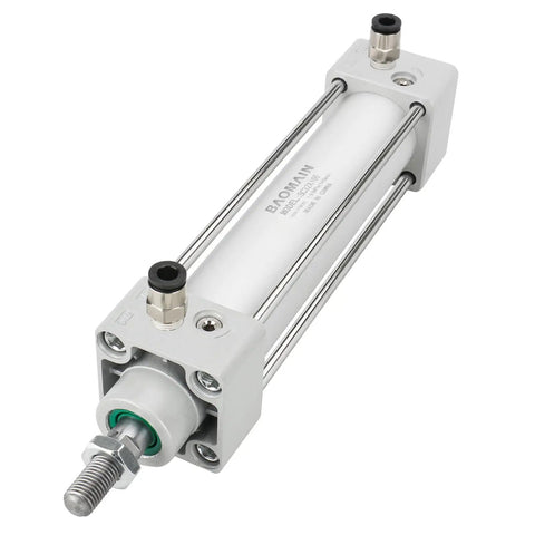 Beefy Pneumatic Air Cylinder 1-1/4 Inch Bore, 3.94 Inch Stroke, double acting with single rod, shown with M10x1.25 threaded rod.