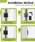 Three Pack Black Door Hinges 3.5 X 3.5 Inches Heavy Duty Stainless Steel Ball Bearing Hinges With Screws Powder Coated Rust Proof Square Corner Smooth And Quiet For Interior Doors installation steps