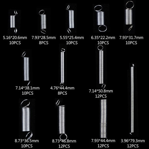 Heavy Duty Spring Assortment Kit 200-Piece Zinc Plated Steel Wire Extension Springs Set for Shop and Home Repairs, various sizes