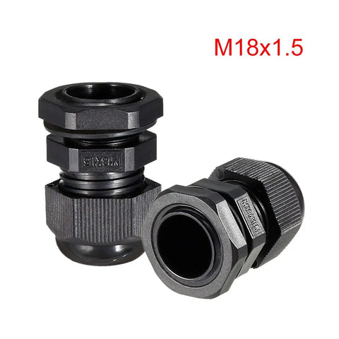 Waterproof M18 Cable Gland Connector Nylon Wire Glands Joint For 5mm To 10mm Wires Five Pack with anti-loosening lock