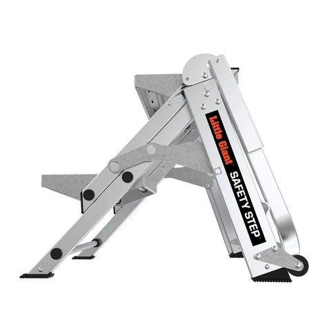 Side view of Lightweight Aluminum 2 Foot Grab And Go Safety Step Stool With Handy Handrail 300 Lb Rating 2 Step Design Type 1A Non Slip Wide Feet