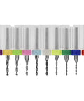 Pro Grade 1.1-2.0mm Tungsten Carbide Micro Drill Bits Set for PCB Drilling with random colored rings in storage box