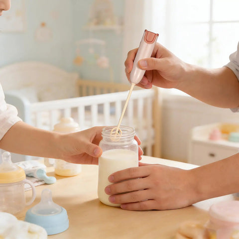 Handheld Electric Baby Formula Mixer With 2 Stirring Sticks Portable Milk Powder Mixer for quick, clump-free mixing in baby bottle