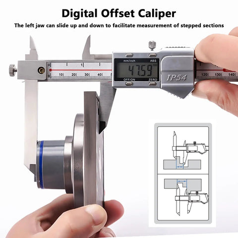 Offset Jaw Caliper 8 Inch 200mm Stainless Steel Vernier Caliper With Inch And Metric Readouts, High Resolution 0.01mm 0.0005in display