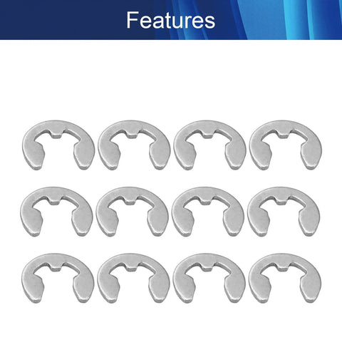 Heavy Duty External Retaining Rings Kit M4 E Clip Circlip 304 Stainless Steel 9mm Outer Diameter 4mm Inner Diameter 0.8mm Thick