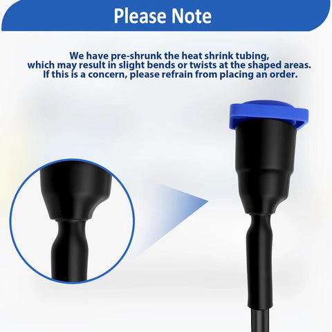 Plug And Play 3 Pin PowerCon Input Female Panel Mount Cable With Y Spade Terminal Extender close-up view of heat shrink tubing.