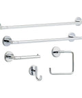 Set of polished chrome bathroom accessories including Single Towel Hook For Bathroom Or Kitchen In Polished Chrome Durable Zinc Construction