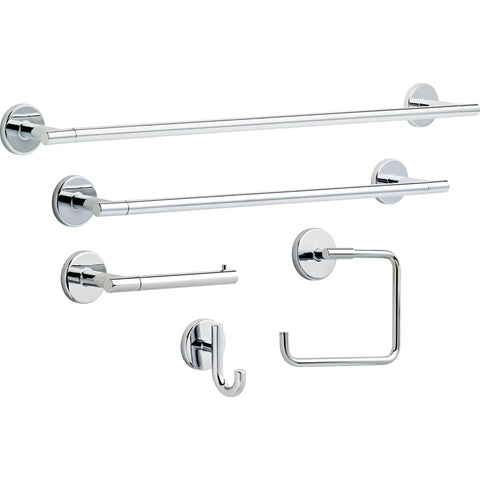 Set of polished chrome bathroom accessories including Single Towel Hook For Bathroom Or Kitchen In Polished Chrome Durable Zinc Construction