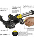 No Sweat One Hand Setup Smooth Gooseneck Bend Heavy Duty Hydraulic Tube Bender showing hydraulic engine and operation controls.